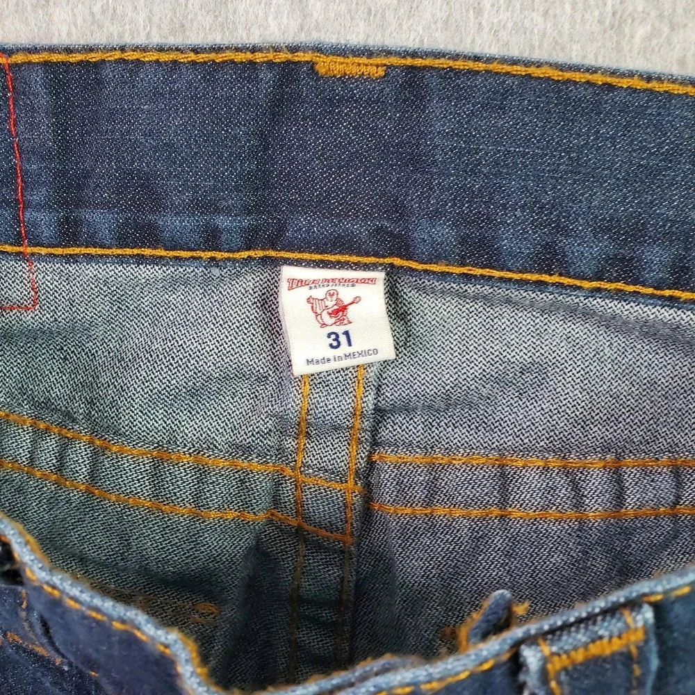 True Religion Jeans Mens 31X29 Blue Section Straight Flap Pocket Contrast Stitch